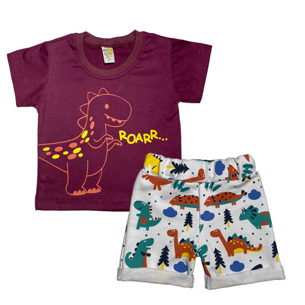 Camisa e Bermuda Dino - Vinho