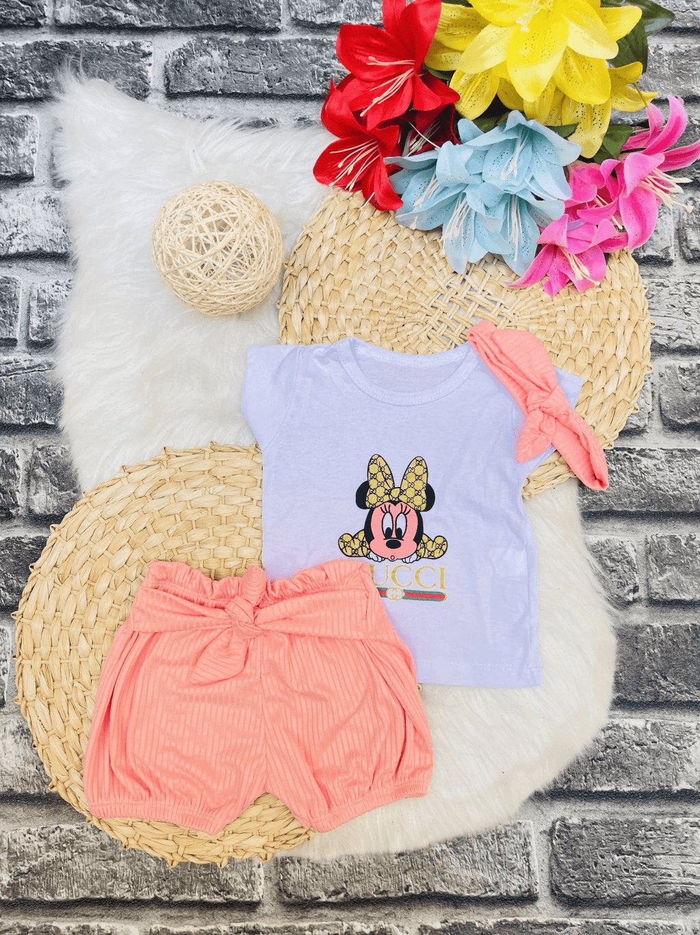 Camisa e Shorts - Minnie gucci Salmão