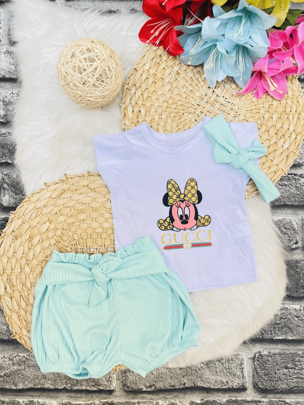 Camisa e Shorts Minnie gucci - Verde Agua
