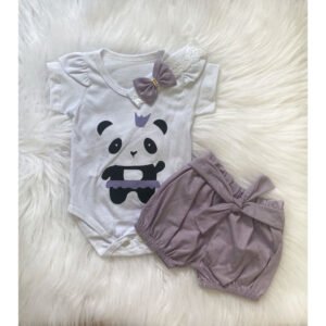 Body e Shorts C/ Laço - Cinza