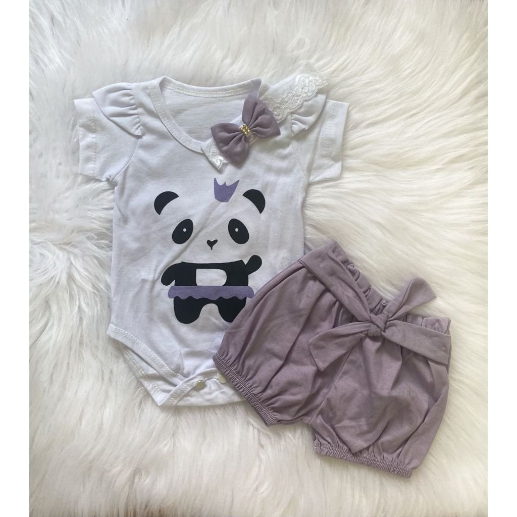 Body e Shorts C/ Laço - Cinza