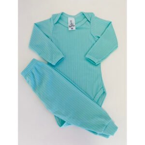 Conjunto Body é Mijão ( Culote ) Canelado - Azul Claro