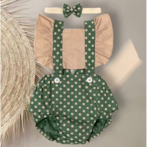 Jardineira Romper Bolinha - Verde