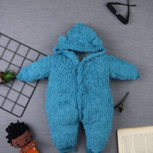 Macacão Teddy Com Orelha no Capuz - Azul
