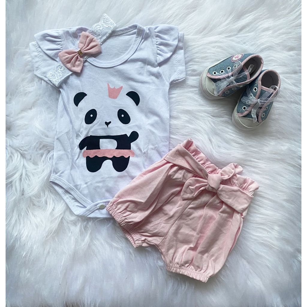 Body e Shorts C/ Laço - Rosa