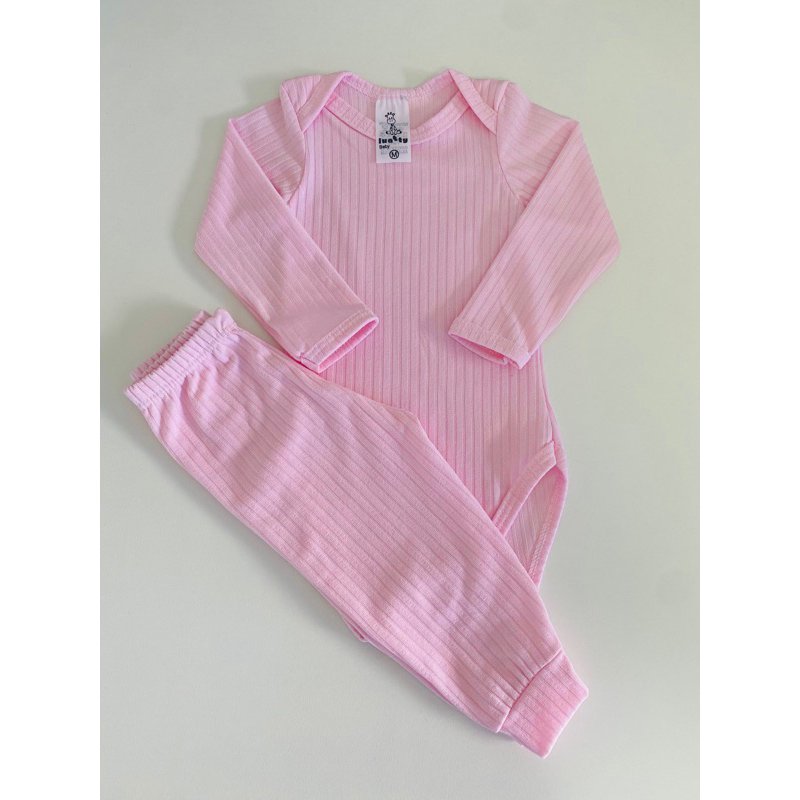 Conjunto Body é Mijão ( Culote ) Canelado - Rosa