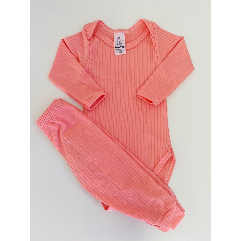 Conjunto Body é Mijão ( Culote ) Canelado - Salmão