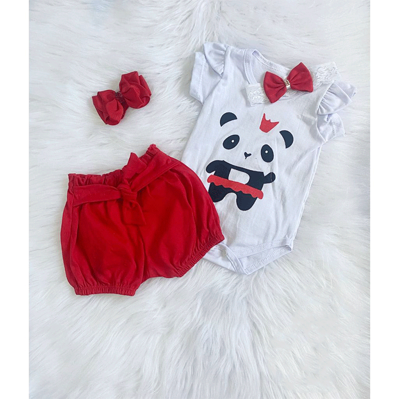 Body e Shorts C/ Laço - Vermelho