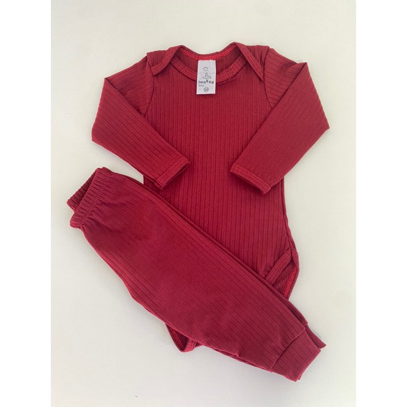 Conjunto Body é Mijão ( Culote ) Canelado - Vermelho
