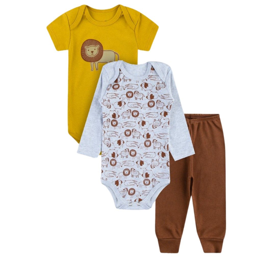 Kit 3 Peças 2 Bodys 1 Mijão - Leão