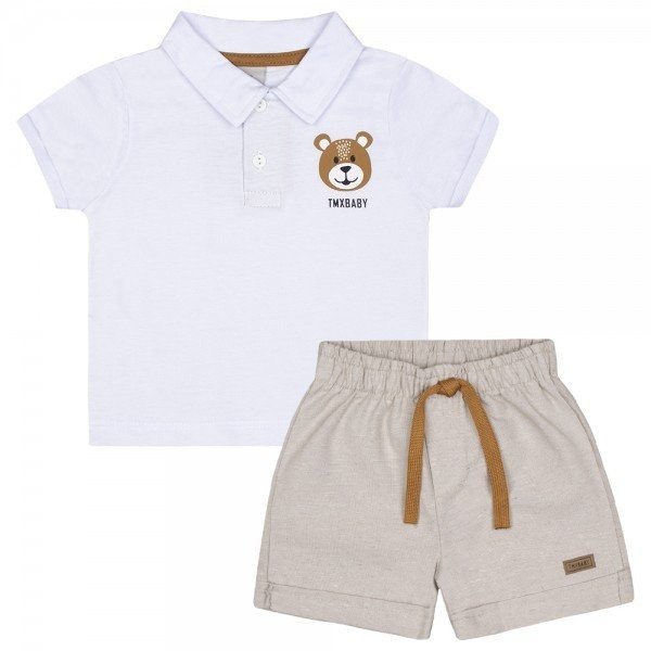 Camisa Polo e Shorts - Ursinho