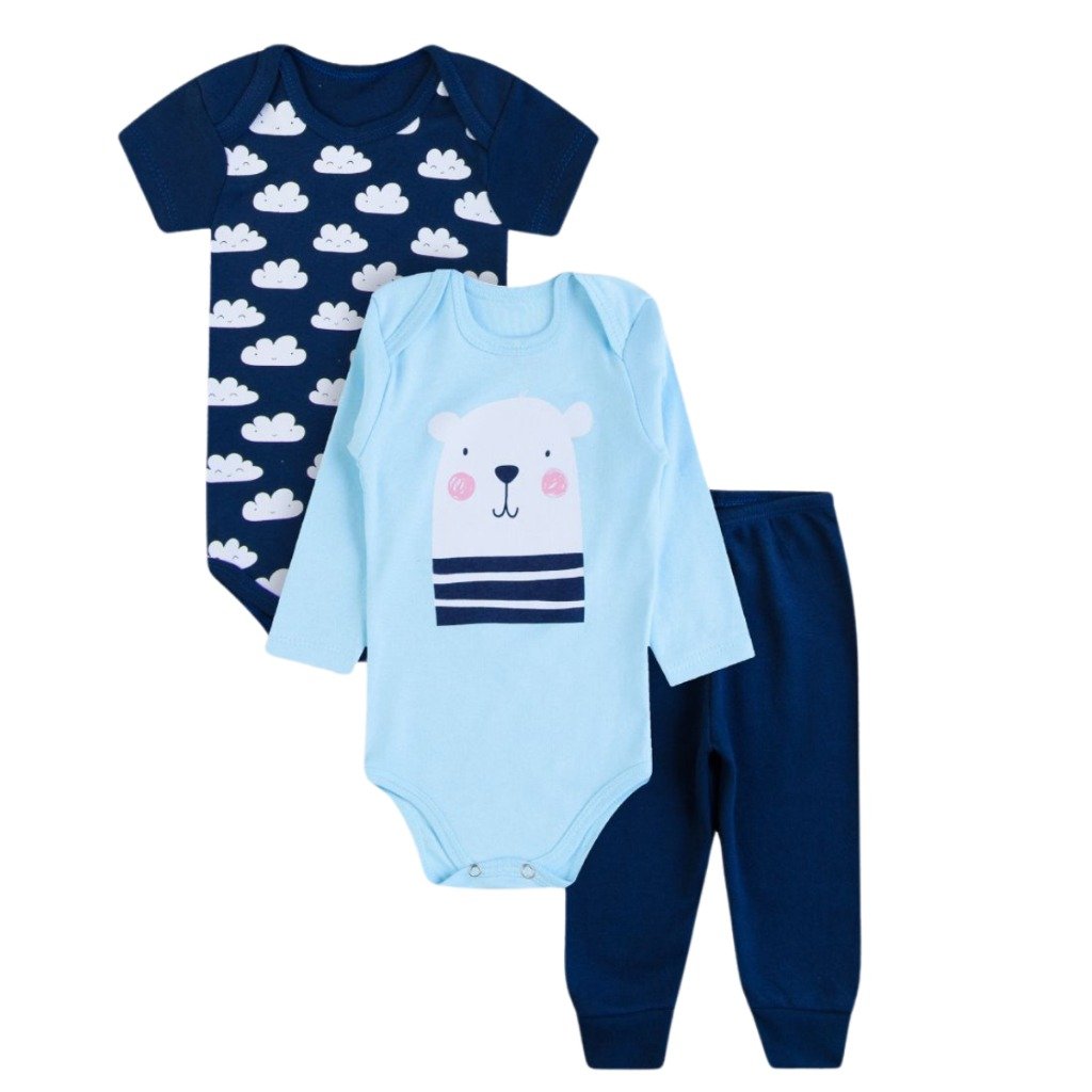 Kit 3 Peças 2 Bodys 1 Mijão - Ursinho