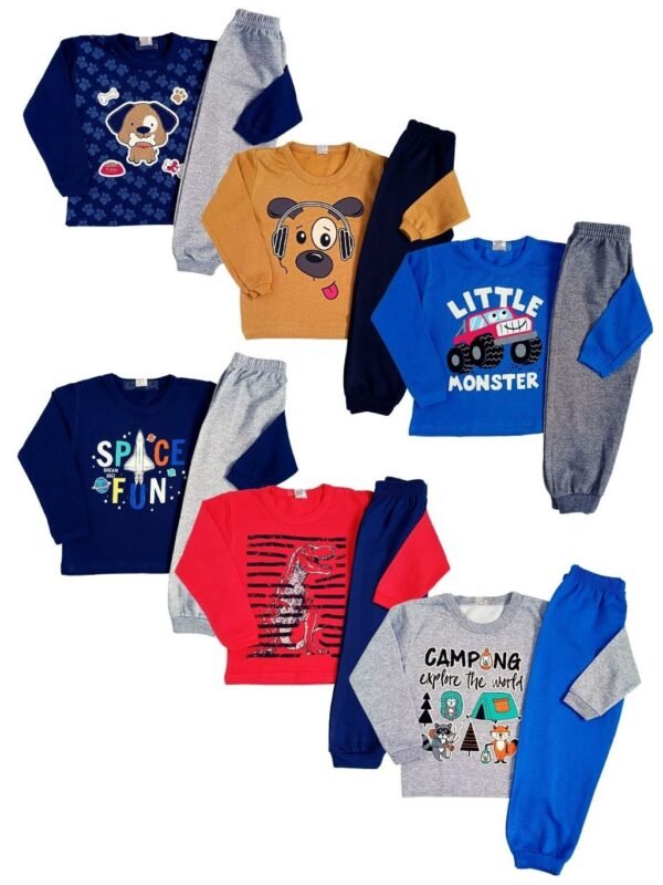 Kit 6 Conjuntos Blusa e Calça Moletom