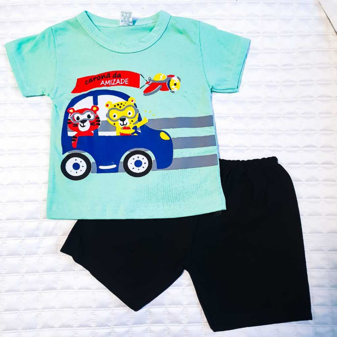 Camisa e Shorts Carona da Amizade - Verde água