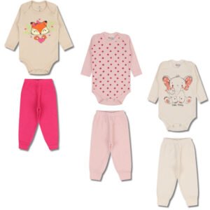 Kit 3 Conjunto Body e Mijão - Raposa/Bolinha/Elefante