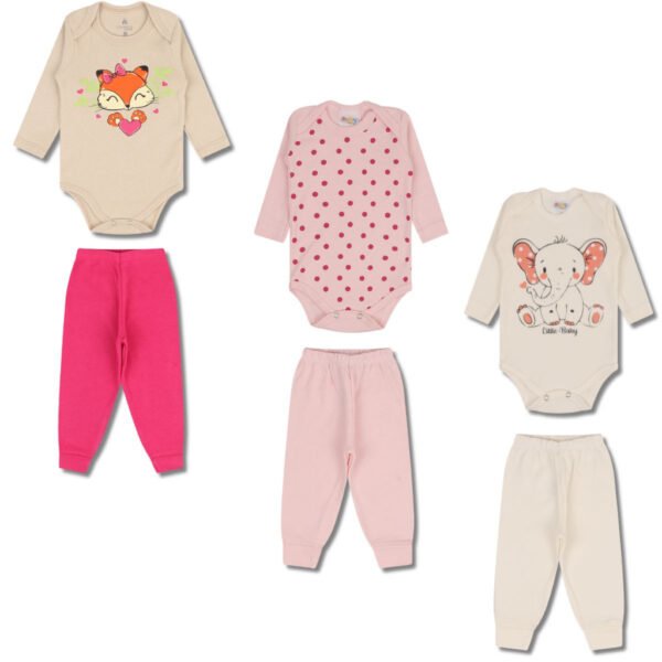 Kit 3 Conjunto Body e Mijão - Raposa/Bolinha/Elefante