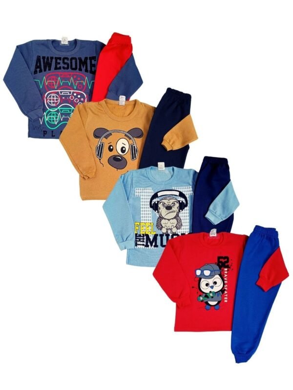 Kit 4 Conjuntos Blusa e Calça Moletom