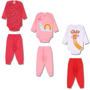 Kit 3 Conjunto Body e Mijão - Animais/Caramujo/Girafa
