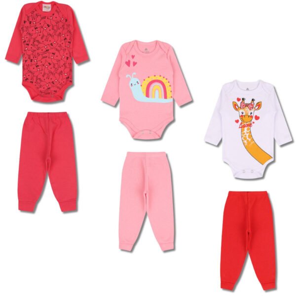 Kit 3 Conjunto Body e Mijão - Animais/Caramujo/Girafa