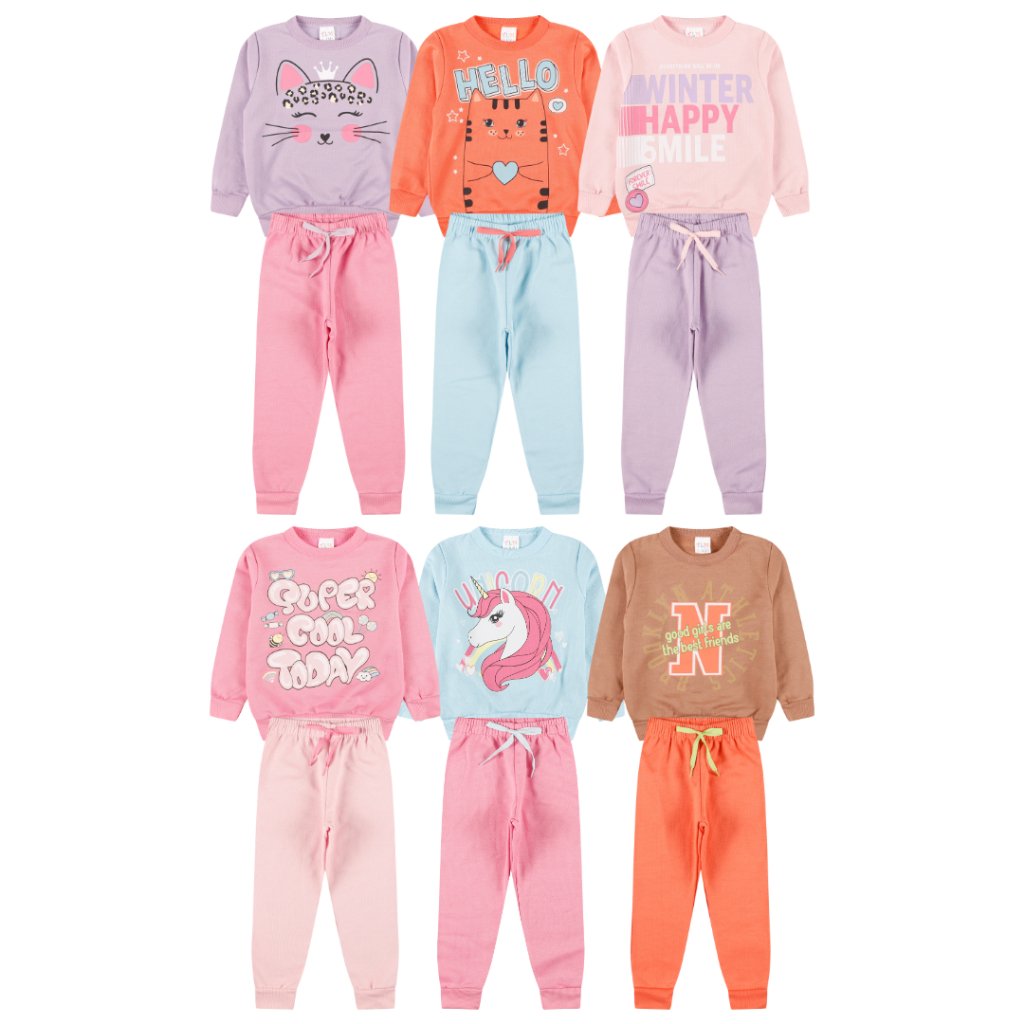Kit 6 Conjuntos Blusa e Calça
