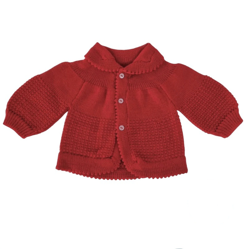Casaco de Lã Com Botões - Vermelho