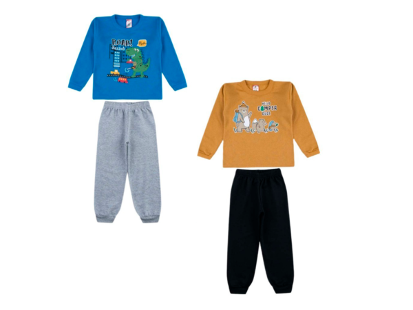 KIT 2 CONJUNTO BLUSA E CALÇA - DINO/URSO