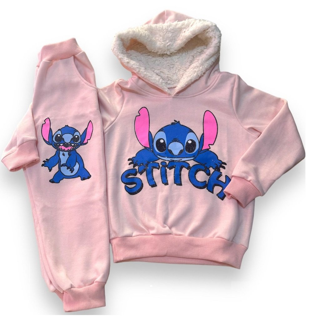 Blusa e Calça Moletom - Stitch rosa